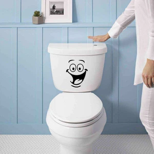 Gülen Mutlu Surat Emojisi Silüeti Klozet Dekoratif Sticker, Banyo, Duvar Çıkartma