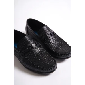 Hakiki Deri SRG555S İç Dış Kroko Baskı Desenli Toka Detaylı Erkek Loafer