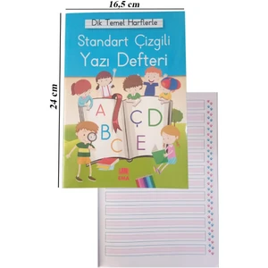 Güzel Yazı Defteri Orta Boy 16,5X24 cm 24 Yaprak 1 Adet Standart Çizgili Yazı Defteri Dik Temel Harflerle 1. Sınıf
