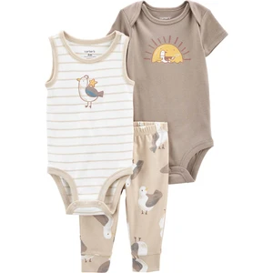Erkek Bebek Alt Üst Set 3'lü Paket Kahverengi