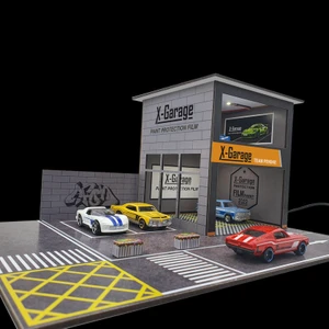 1:64 Ölçek Araçlar Için LED Işıklı Tek Katlı Tamirhane Maket/diorama (X-Garage)