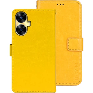Realme C55 Dalgalı Anti-Drop Cüzdan Kapak Stand Telefon Kılıfı Çılgın At Dokusu Pu Deri Kabuk (Yurt Dışından)
