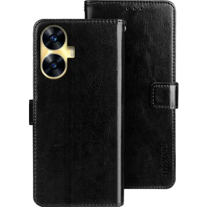 Realme C55 Dalgalı Anti-Drop Cüzdan Kapak Stand Telefon Kılıfı Çılgın At Dokusu Pu Deri Kabuk (Yurt Dışından)