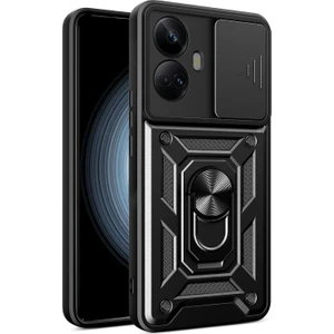 Realme 10 Pro Plus 5g Kickstand Telefon Tutucusu Sürgülü Kamera Kapağı Pc + Tpu Telefon Kılıfı (Yurt Dışından)