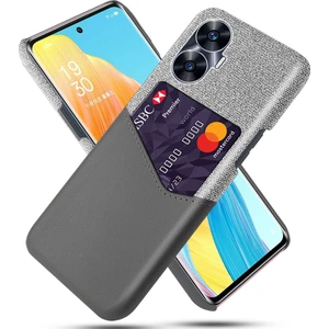 Realme C55 Kart Tutucu Telefon Kılıfı, Kumaş Doku Deri Kaplamalı Pc Kapağı (Yurt Dışından)