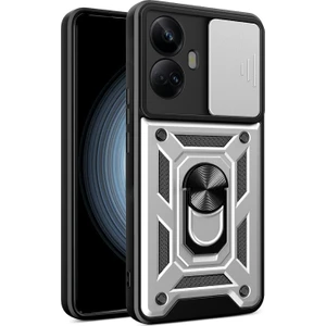 Realme 10 Pro Plus 5g Kickstand Telefon Tutucusu Sürgülü Kamera Kapağı Pc + Tpu Telefon Kılıfı (Yurt Dışından)