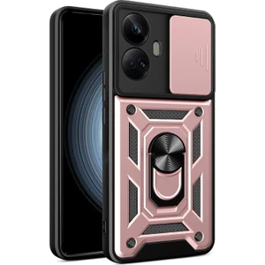Realme 10 Pro Plus 5g Kickstand Telefon Tutucusu Sürgülü Kamera Kapağı Pc + Tpu Telefon Kılıfı (Yurt Dışından)