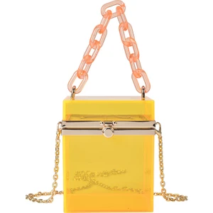 Kişiselleştirilmiş ve Yaratıcı Şeffaf Kadın Çapraz Çanta Zincir Omuz Çantası Kutu Çantası (Yurt Dışından)