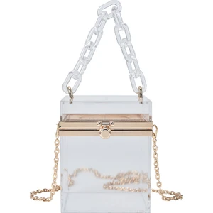 Kişiselleştirilmiş ve Yaratıcı Şeffaf Kadın Çapraz Çanta Zincir Omuz Çantası Kutu Çantası (Yurt Dışından)