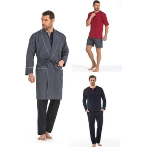 Pierre Cardin 5560 Erkek Çeyizlik Beşli Rop Pijama Takım - Lacivert