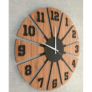 Ümra Lazer Ahşap Dekoratif Hasır Detaylı Duvar Saati 40X40 cm Sessiz Akar Mekanizma