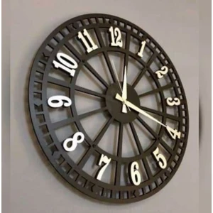 Ümra Lazer Ahşap Dekoratif Hasır Detaylı Duvar Saati 40X40 cm Sessiz Akar Mekanizma