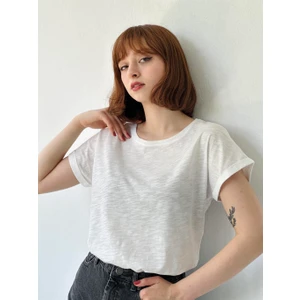 Basic Kadın Pamuklu Tişört Kadın Beyaz