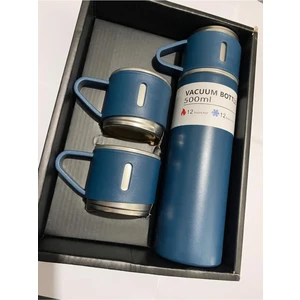 Vacuum Flask Set Üç Bardaklı Kutulu Termos Seti 500 ml