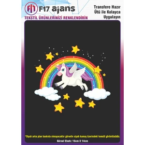 Ütü ile Yapışan Tekstil Dtf Transfer Baskı Unicorn