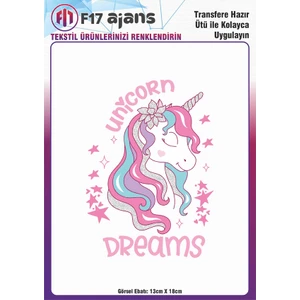 Ütü ile Yapışan Tekstil Dtf Transfer Baskı Unicorn