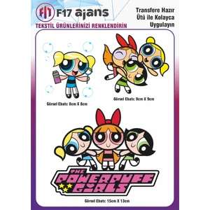 Ütü ile Yapışan Tekstil Dtf Transfer Baskı Powerpuff Girls