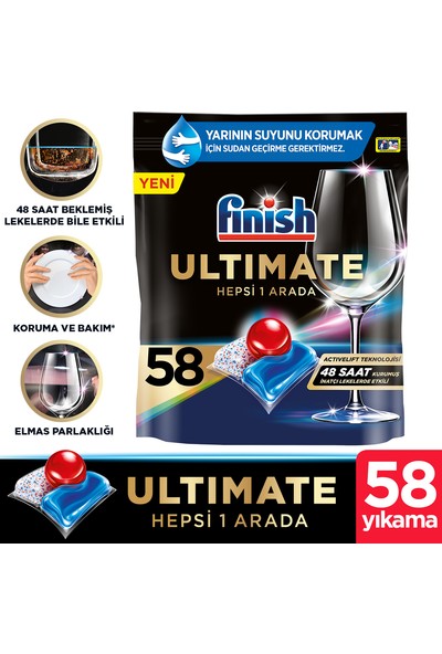 Finish Ultimate 58 Kapsül Bulaşık Makinesi Deterjanı Tableti (1 x 58 Kapsül)