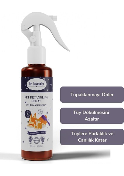 Lavanta Yağlı Köpek Şampuanı & Pet Tüy Açıcı Topaklanma ve Dökülme Önleyici Bakım Spreyi modelleri