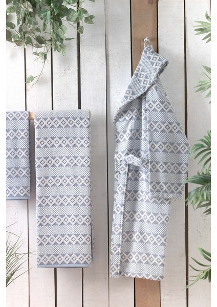 Tily Mavi L Beden Pamuklu Bornoz