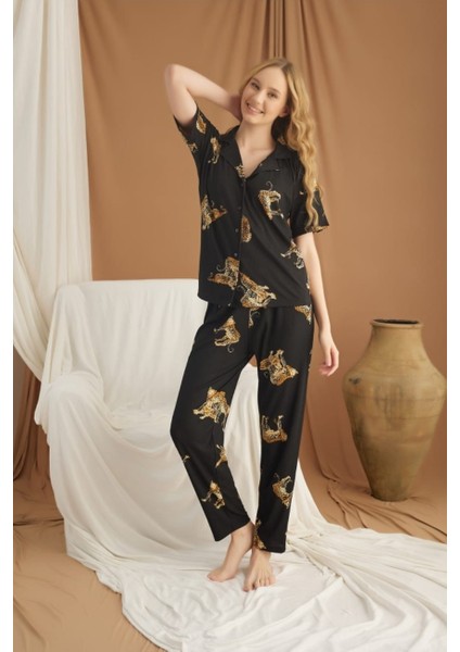 Pegasus Baskılı Düğmeli Kısa Kollu Pijama Takımı