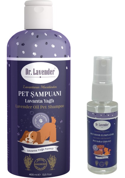 Dr. Lavender Lavanta Yağlı Köpek Şampuanı 400 ml & Pet Koku Giderici 45 ml