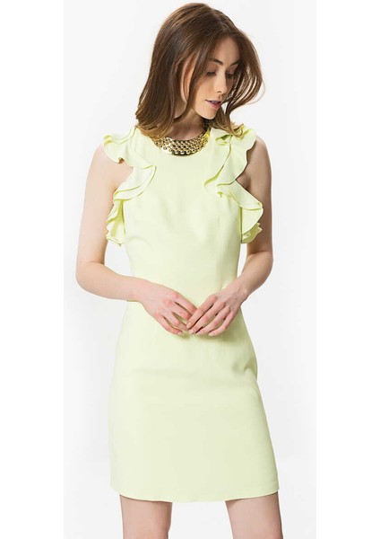 Fırfır Detaylı Nişan Elbisesi Sarı Y1711194_009