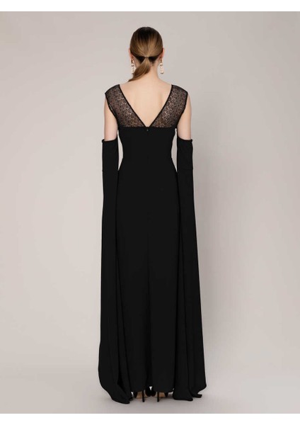 Kol Ve Dantel Detaylı Nişan Elbisesi Siyah K1911318_001 fırsatları