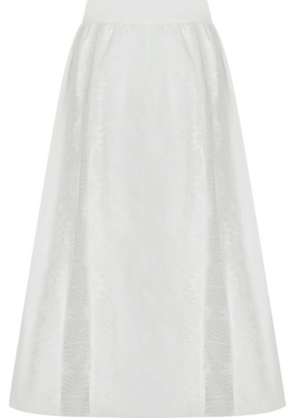 İşlemeli Uzun Etek Beyaz Y2215059_002