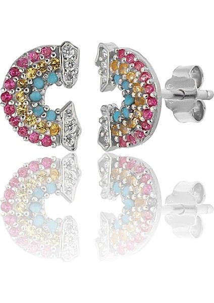 Zanaatsilver 925 Ayar Gümüş Gökkuşağı Küpe