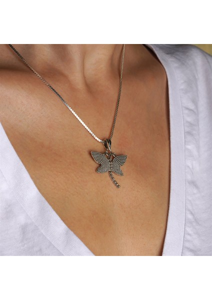 Telkari Işlemeli Kelebek Formlu Gümüş Kadın Kolye fiyatları