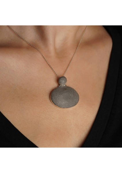 Telkari Hasır Işlemeli Oval Formlu Gümüş Kadın Kolye fiyatları