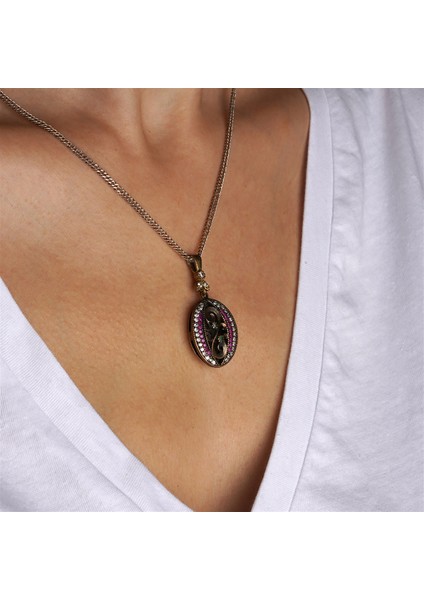 Kök Yakut Taşlı Markazitli Mekik Formlu Gümüş Kadın Kolye fiyatları