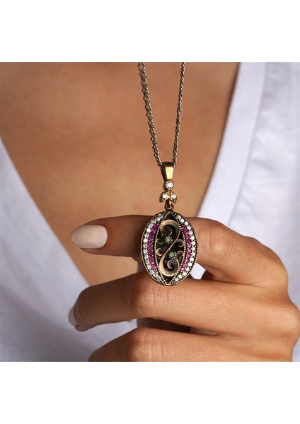 Kök Yakut Taşlı Markazitli Mekik Formlu Gümüş Kadın Kolye modelleri