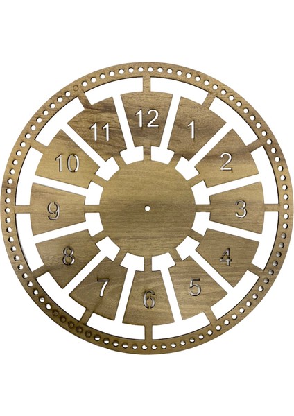 Ahşap Makrome Saat Kasnağı Açık Meşe 40 cm