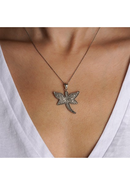 Telkari Işlemeli Yusufçuk Formlu Gümüş Kadın Kolye