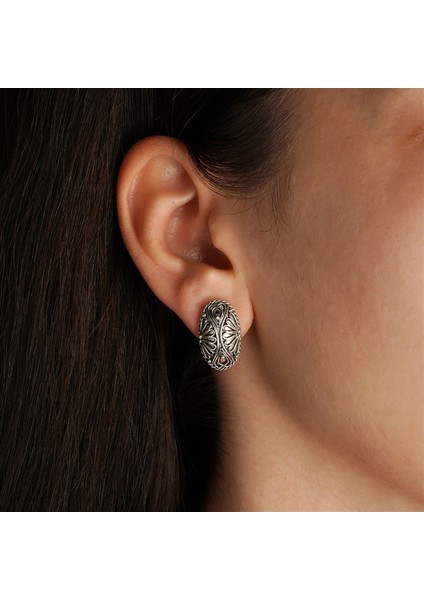 Telkari Işlemeli Oval Formlu Gümüş Kadın Küpe fiyatları