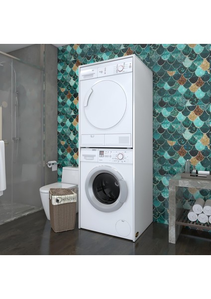 Kenzlife çamaşır-kurutma makinesi dolabı zakharmdf byz 180*70*60 % 100 mdf full mdf banyo kapaksız arkalıksız