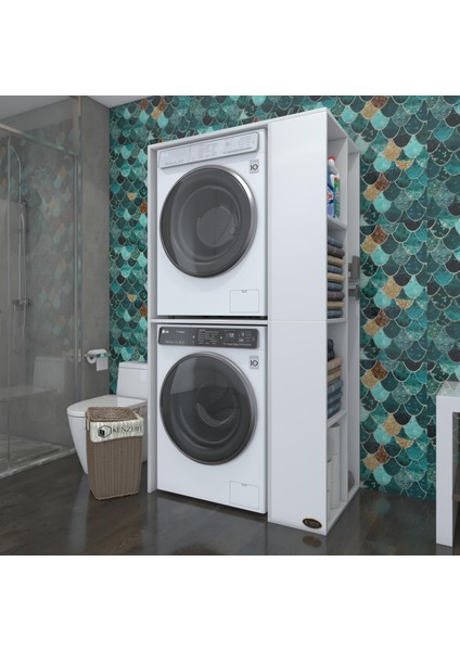 Kenzlife çamaşır-kurutma makinesi dolabı demyanmdf byz 180*090*60 % 100 mdf full mdf banyo kapaksız arkalıksız