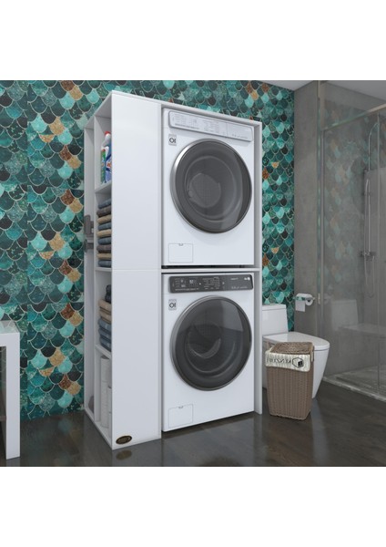 Kenzlife çamaşır-kurutma makinesi dolabı demyanmdf sol byz 180*090*60 % 100 mdf full mdf banyo kapaksız arkalıksız