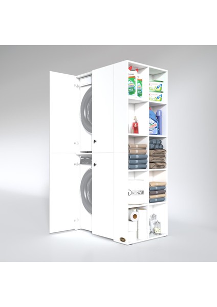 Kenzlife çamaşır-kurutma makinesi dolabı kapaklı fedyenkamdf byz 180*090*60 % 100 mdf full mdf banyo arkalıksız