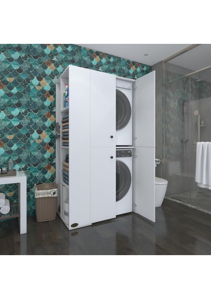Kenzlife çamaşır-kurutma makinesi dolabı kapaklı fokamdf sol byz 180*090*60 % 100 mdf full mdf banyo arkalıksız