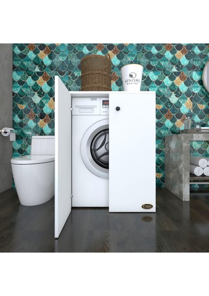 Kenzlife çamaşır makinesi dolabı kapaklı tatyanamdf byz 90*70*60 % 100 mdf full mdf banyo ofis kapaklı arkalıksız