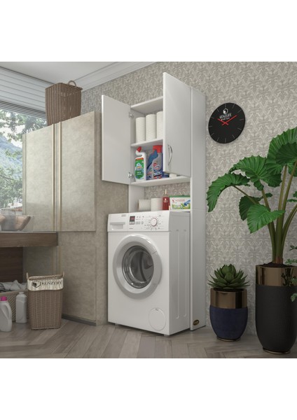 Kenzlife çamaşır makinesi dolabı veronikamdf byz 180*066*20 % 100 mdf full mdf banyo çift kapaklı arkalıksız