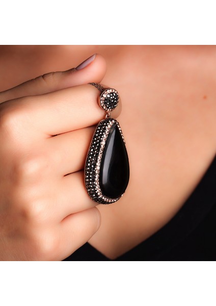 Oltutaşı Damla Formlu Markazitli Gümüş Kadın Kolye modelleri