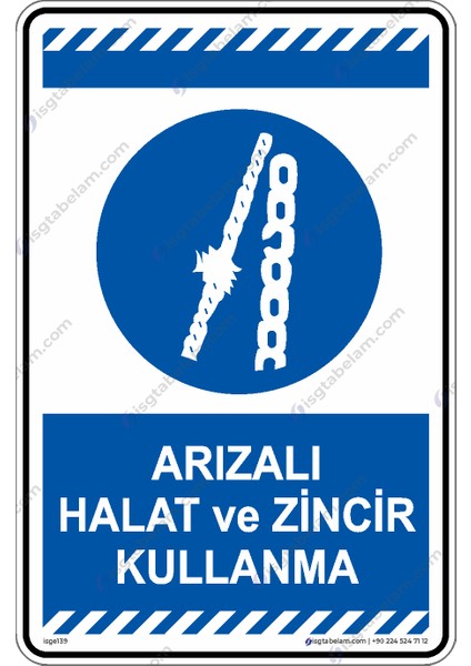 Arızalı Halat ve Zincir Kullanma/25x35cm/Etiket fiyatları