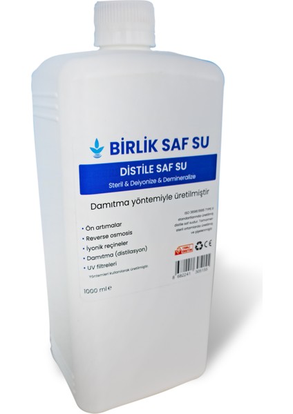 1 Lt Gerçek Distile Saf Su