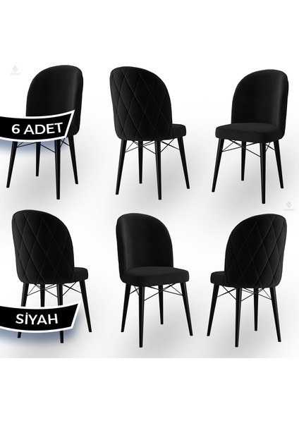 Concept Bika Serisi 6 Adet Mutfak Sandalyesi Siyah Gürgen Ayaklı 1. Sınıf Babyface Kumaş