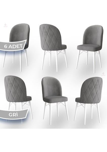 Concept Bika Serisi 6 Adet Mutfak Sandalyesi Beyaz Gürgen Ayaklı 1. Sınıf Babyface Kumaş