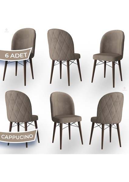Concept Bika Serisi 6 Adet Mutfak Sandalyesi Ceviz Gürgen Ayaklı 1. Sınıf Babyface Kumaş